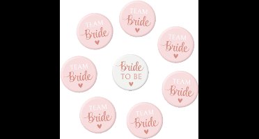Button - Bride to be-Team bride - 8 stuks