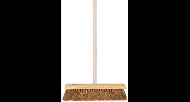 Talen Tools Straatbezem Kokosvezels - 50 cm - harde vezels - buitenbezem - Steel 120 cm- Voor beton/keramische tegels