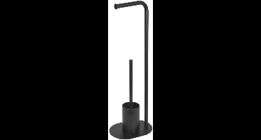 Aqualine Samba - Vrijstaande toiletrolhouder met wc-borstel, zwart SB236