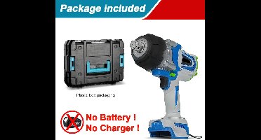 Elektrische Momentsleutel – Momentsleutel Draadloos – Momentsleutel 18V – Momentsleutel Borstelloos – Momentsleutel 3/4" – Maximaal Koppel 4100 N.m – Oplaadbare Batterij - Zonder Batterij - Kunststof