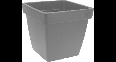 Pro Garden Plantenpot/bloempot Square Classic - kunststof - grijs - D39 x H35 cm - tuin potten