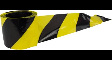 signalisatielint zwart - geel 70 mm x 100 meter EXTRA STRONG