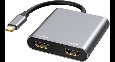 USB C naar Dual HDMI-adapter 4K @60Hz - Type-C-hub met 2 HDMI-dockingstations Geschikt voor laptops/MacBooks/Galaxy S9/S9+ (MST alleen ondersteund op Windows)