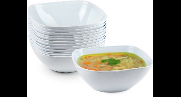 Plasticforte Soepkommen schaaltjes - 10x - vierkant - wit - 13 x 7 cm - kunststof