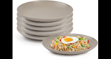 Plasticforte Rond bord/camping bord - 12x - D20 cm - taupe - kunststof - onbreekbaar - servies