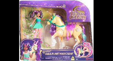 Unicorn Academy, Ava & Plant Magic Leaf met lichteffecten, 2 rijaccessoires, poppen en eenhoornspeelgoed