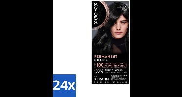 SYOSS - Coloration 1-1 Zwart - Haarverf - Grijsdekking - Vermindert Haarbreuk - Voordeelverpakking - 24 stuks