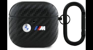 Bmw Airpods 4 Hoesje Met Carbon Patroon Dubbel Metalen Logo Voor Apple