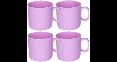 Plasticforte onbreekbare Drinkbekers - 12x - kunststof - 320 ml - paars - kinderen - camping - mokken