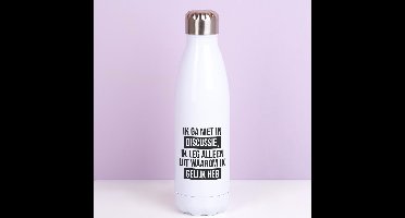 Thermosfles Ik Ga Niet In Discussie - Zilver van Ditverzinjeniet.nl