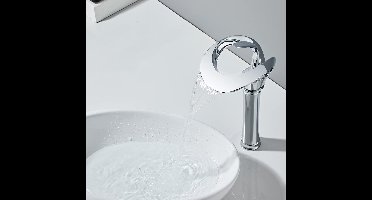 Boraboi® Moderne Hoge Wastafelkraan met Waterval Effect voor Badkamer, Chroom, Koud en Warm Water, Messing Mengkraan