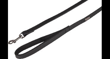 Flamingo Binti Hondenriem - Echt Leder - Zwart - Breedte 1,5 cm - Lengte 100 cm