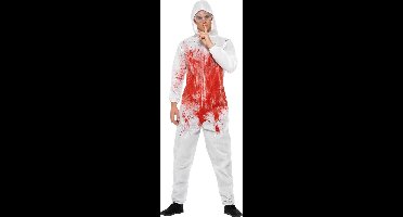 Smiffys - Bloody Forensic Overall Kostuum - L - Wit/Rood