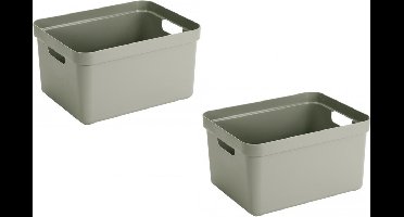 Sunware opbergbox Sigma - 5x stuks - kunststof - 32 liter - lichtgroen - opberg dozen/bakken - opbergers - 45 x 35 x 24 cm