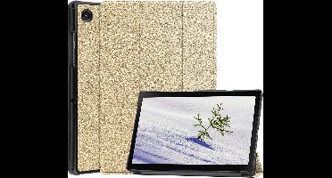 Hoes Geschikt voor Samsung Galaxy Tab A8 (2021 & 2022) hoes – tri-fold bookcase met auto/wake functie - 10.5 inch – Goud