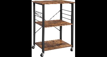 Hoppa! Trolley - Serveerwagen - Keukenkast op Wieltjes - Bruin - Metaal