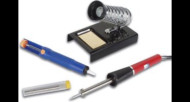 Velleman soldeerset, soldeerbout 25 W, desoldeerpomp, soldeerbouthouder, soldeertin