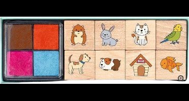 Moses Stempelset Huisdieren Junior 12,5 X 3,5 Cm Hout 9-delig