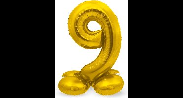 Folat - Cijfer 9 Goud met standaard - 72 cm