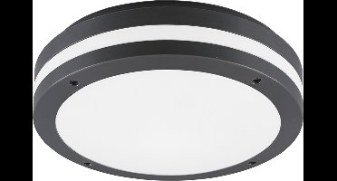 LED Plafondlamp - Badkamerlamp - Torna Keraly - Opbouw Rond - Waterdicht - 12W - Warm Wit 3000K - Mat Antraciet - Kunststof