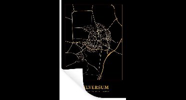 Muurstickers - Sticker Folie - Kaart - Hilversum - Goud - Zwart - 20x30 cm - Plakfolie - Muurstickers Kinderkamer - Zelfklevend Behang - Zelfklevend behangpapier - Stickerfolie