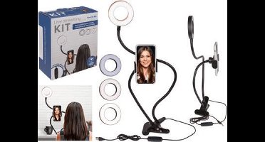 Vlog en livestream kit - Met USB aansluiting - Inclusief lamp - Smartphone houder