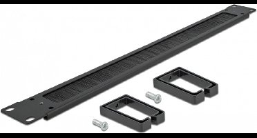 19 ″ kabelbeheersborstelstrook met 2 haken 1U zwart