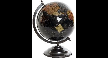 Item International Wereldbol - Zwart decoratie artikel van kunststof - 20 x 30 cm