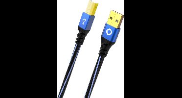 Oehlbach USB Plus B USB 2.0 [1x USB-A 2.0 stekker - 1x USB-B 2.0 stekker] 10.00 m Blauw Vergulde steekcontacten