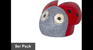 Star Trading Display Solar light Lady, lieveheersbeestje, 9 stuks, rood, LED, schemersensor, warm wit, voor buiten, 9 cm