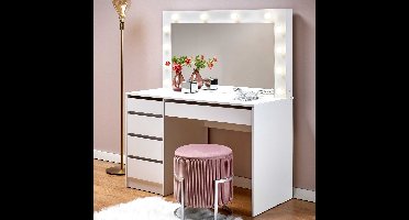 Kaptafel / Make-uptafel Charme wit 120 cm breed met spiegel en led