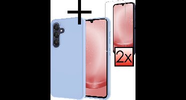 Hoesje - Met 2x Screenprotector - Geschikt voor Samsung Galaxy A25 - Sterk & Shockproof - Back Cover - Siliconen Case - Telefoon Hoes - Lichtblauw