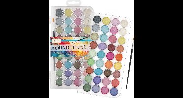 Nassau Fine Art Metallic Aquarelverf Set 36 Kleuren + 1 Penseel - Metallic Aquarelverf voor Volwassenen en Beginners - Aquarelverf Napjes - Creatief en Hobbyverf