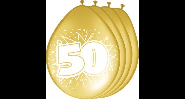 8x Jubileum ballonnen 50 jaar - 30 cm - goud - getrouwd - Feestartikelen en versiering