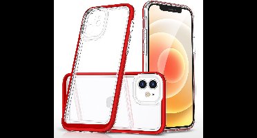 Hoesje Geschikt voor iPhone 12 Mini hoesje transparant met bumper Rood - Ultra Hybrid Hoesje Geschikt voor iPhone 12 Mini case