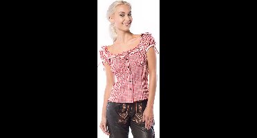 Partychimp Oktoberfest Blouse Dames Top Liesl Oktoberfest Dames Carnavalskleding Dames Carnaval Kostuum Dames - Polyester - Rood/Wit - Maat XL