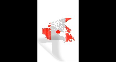 Muurstickers - Sticker Folie - Canada - Vlag - Kaart - 20x30 cm - Plakfolie - Muurstickers Kinderkamer - Zelfklevend Behang - Zelfklevend behangpapier - Stickerfolie