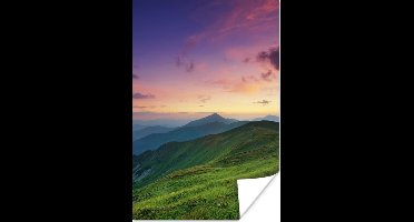 Poster Berg - Gras - Landschap - Avond - 20x30 cm
