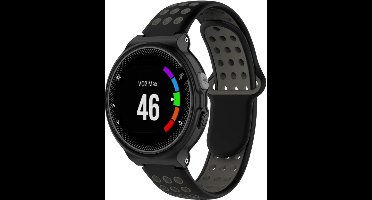 Siliconen bandje - geschikt voor Garmin Forerunner 220 / 230 / 235 / 620 / 630 / 735XT / Approach S20 / S5 / S6 - zwart-grijs