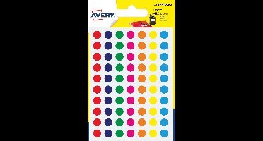 Avery PSA08MX ronde markeringsetiketten, diameter 8 mm, blister van 420 stuks, geassorteerde kleuren 10 stuks