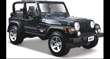 Maisto Modelauto/speelgoedauto Jeep Wrangler Rubicon cabrio - donkerblauw - 14 cm - schaal 1:24