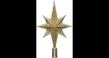 Decoris Kerstboom piek - ster vorm - champagne - kunststof - 25,5 cm - kerstpiek