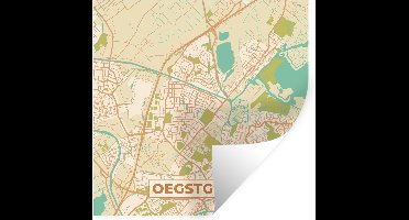 Muurstickers - Sticker Folie - Oegstgeest - Kaart - Stadskaart - Plattegrond - Vintage - 30x30 cm - Plakfolie - Muurstickers Kinderkamer - Zelfklevend Behang - Zelfklevend behangpapier - Stickerfolie