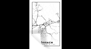 Muurstickers - Sticker Folie - Plattegrond - Kaart - Lörrach - Stadskaart - 20x30 cm - Plakfolie - Muurstickers Kinderkamer - Zelfklevend Behang - Zelfklevend behangpapier - Stickerfolie