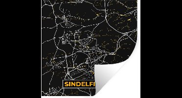 Muurstickers - Sticker Folie - Sindelfingen - Goud - Stadskaart - Plattegrond - Duitsland - Kaart - 30x30 cm - Plakfolie - Muurstickers Kinderkamer - Zelfklevend Behang - Zelfklevend behangpapier - Stickerfolie