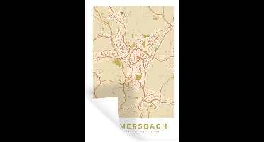 Muurstickers - Sticker Folie - Kaart - Gummersbach - Stadskaart - Plattegrond - Vintage - 20x30 cm - Plakfolie - Muurstickers Kinderkamer - Zelfklevend Behang - Zelfklevend behangpapier - Stickerfolie