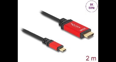 Delock USB Type-C™ to HDMI Cable (DP Alt Mode) 8K 60 Hz with HDR function 2 m red