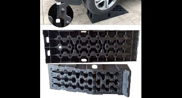 Oprijplaten - Garage oprijplaat - Auto-onderhoud oprijplaat - Autolift oprijplaat - Autogarage - Antislip - 1 paar - Zwaar - Capaciteit 7 ton - Kunststof - Zwart