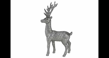 Hert Glitter Zilver 18x5xh28cm Kunststof