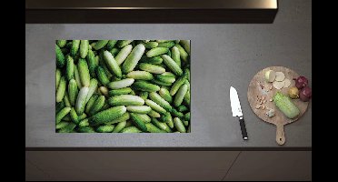 Inductieplaat Beschermer - Hoopje Groene Komkommers - 70x52 cm - 2 mm Dik - Inductie Beschermer van Vinyl